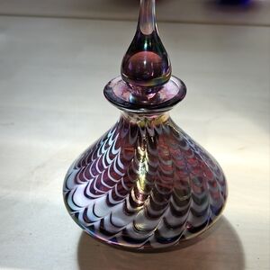 Art Glass Perfume Bottle Feather Design